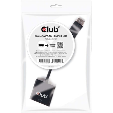 Club 3D B.V Active Hdmi 2.0 Signal Converter. The Dp 1.2 To Hdmi2.0 4K 60Hz Uhd CAC-2070